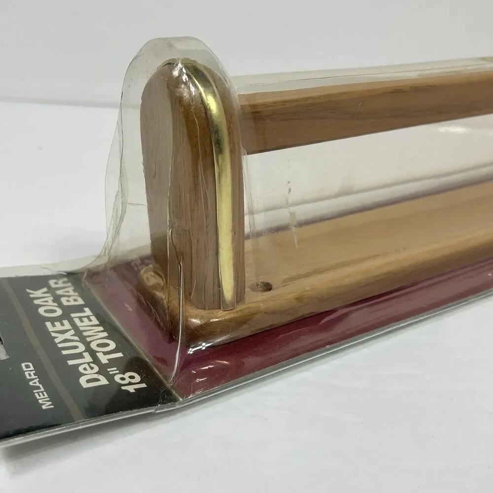 Vintage 1994 Brand New Solid Oak Wood Bathroom Towel Bar Melard Wall Holder